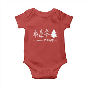 Merry and Bright Christmas Trees Baby Onesie Holiday Tee Xmas Gift TS10 Red Print Your Wear