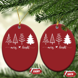 Merry & Bright Xmas Trees Christmas Ornament Holiday Winter Gift TS10 Oval Red Print Your Wear