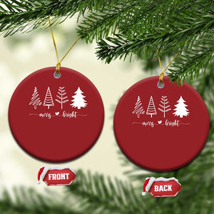 Merry & Bright Xmas Trees Christmas Ornament Holiday Winter Gift TS10 Circle Red Print Your Wear