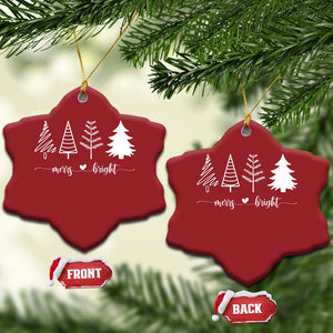 Merry & Bright Xmas Trees Christmas Ornament Holiday Winter Gift TS10 Snow Flake Red Print Your Wear