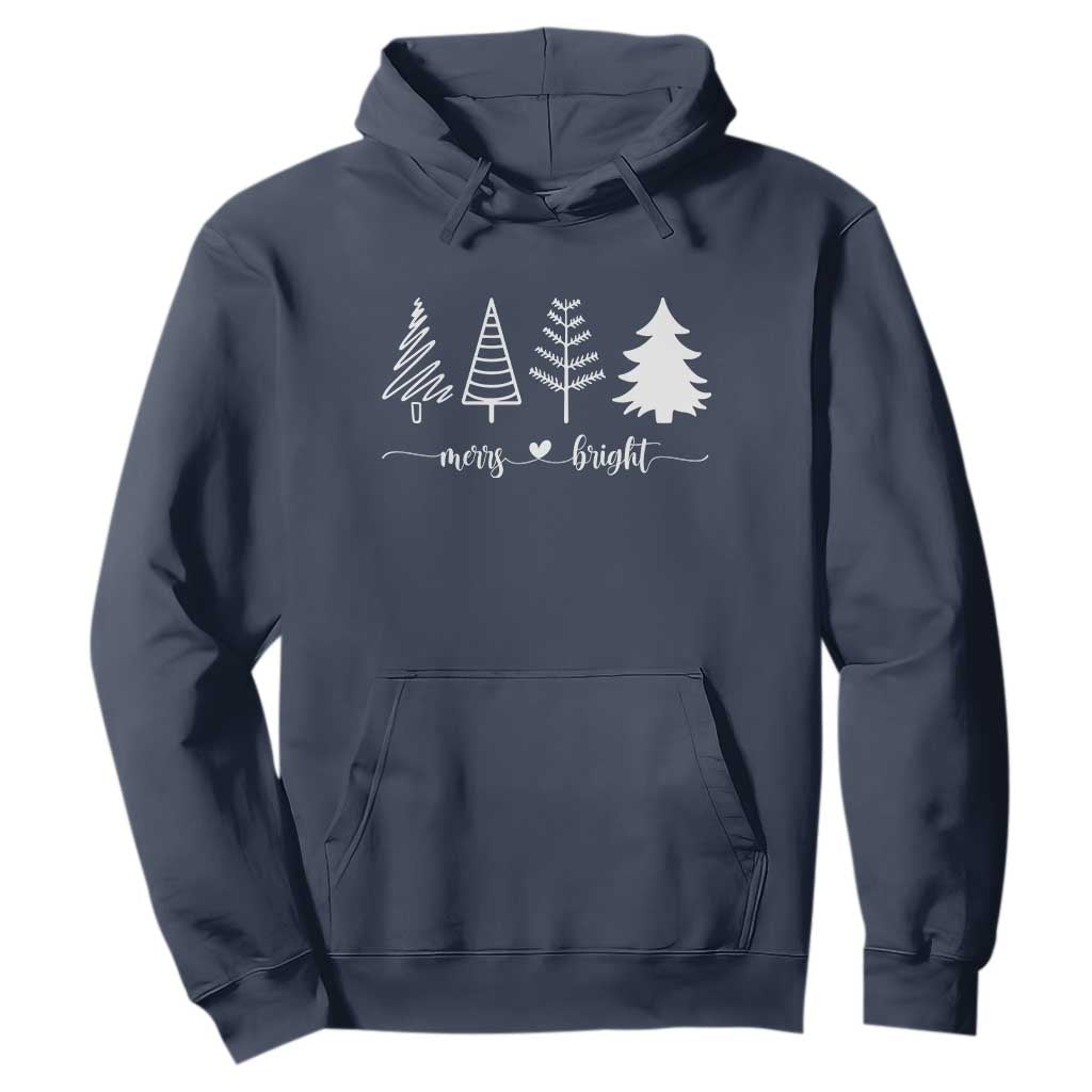 Merry and Bright Christmas Trees Hoodie Holiday Tee Xmas Gift TS10 Navy Print Your Wear
