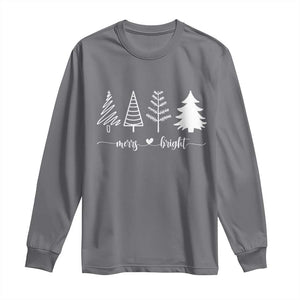 Merry and Bright Christmas Trees Long Sleeve Shirt Holiday Tee Xmas Gift TS10 Charcoal Print Your Wear