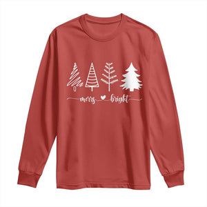 Merry and Bright Christmas Trees Long Sleeve Shirt Holiday Tee Xmas Gift TS10 Red Print Your Wear