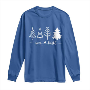 Merry and Bright Christmas Trees Long Sleeve Shirt Holiday Tee Xmas Gift TS10 Royal Blue Print Your Wear