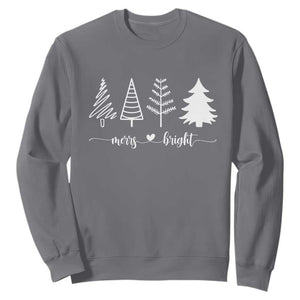 Merry and Bright Christmas Trees Sweatshirt Holiday Tee Xmas Gift TS10 Charcoal Print Your Wear