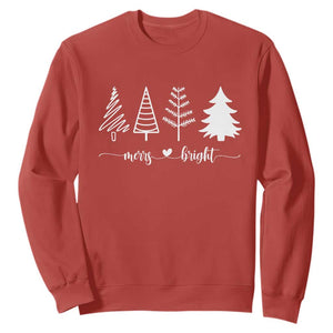 Merry and Bright Christmas Trees Sweatshirt Holiday Tee Xmas Gift TS10 Red Print Your Wear