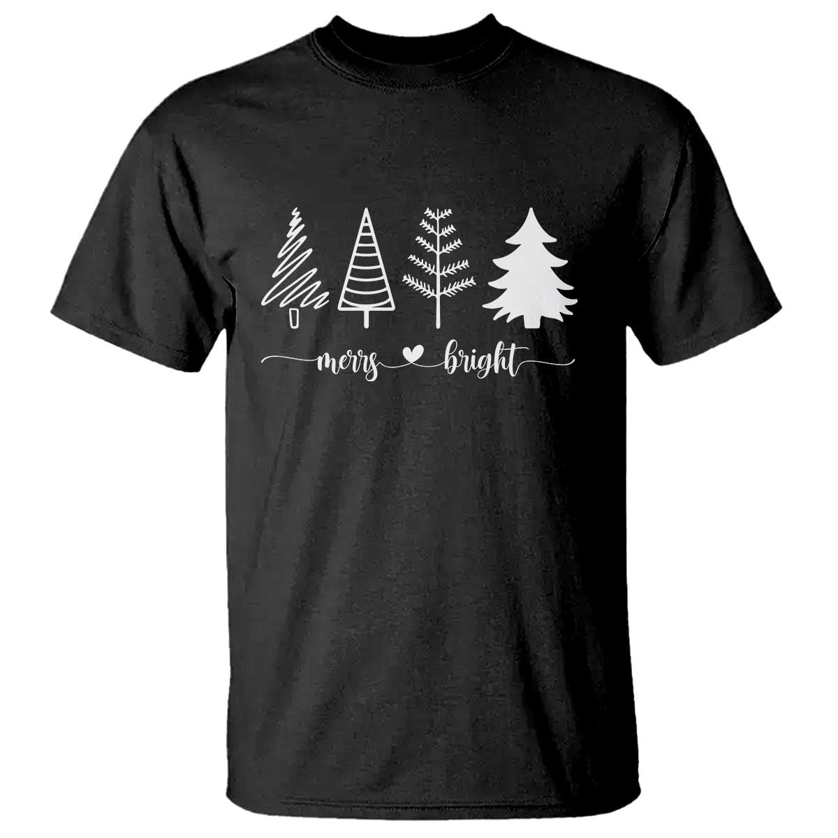 Merry and Bright Christmas Trees T Shirt Holiday Tee Xmas Gift TS10 Black Print Your Wear