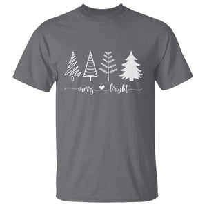 Merry and Bright Christmas Trees T Shirt Holiday Tee Xmas Gift TS10 Charcoal Print Your Wear