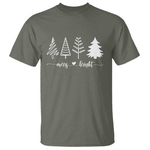 Merry and Bright Christmas Trees T Shirt Holiday Tee Xmas Gift TS10 Military Green Print Your Wear