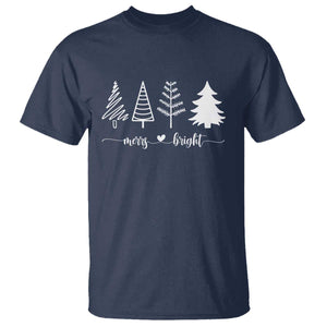 Merry and Bright Christmas Trees T Shirt Holiday Tee Xmas Gift TS10 Navy Print Your Wear