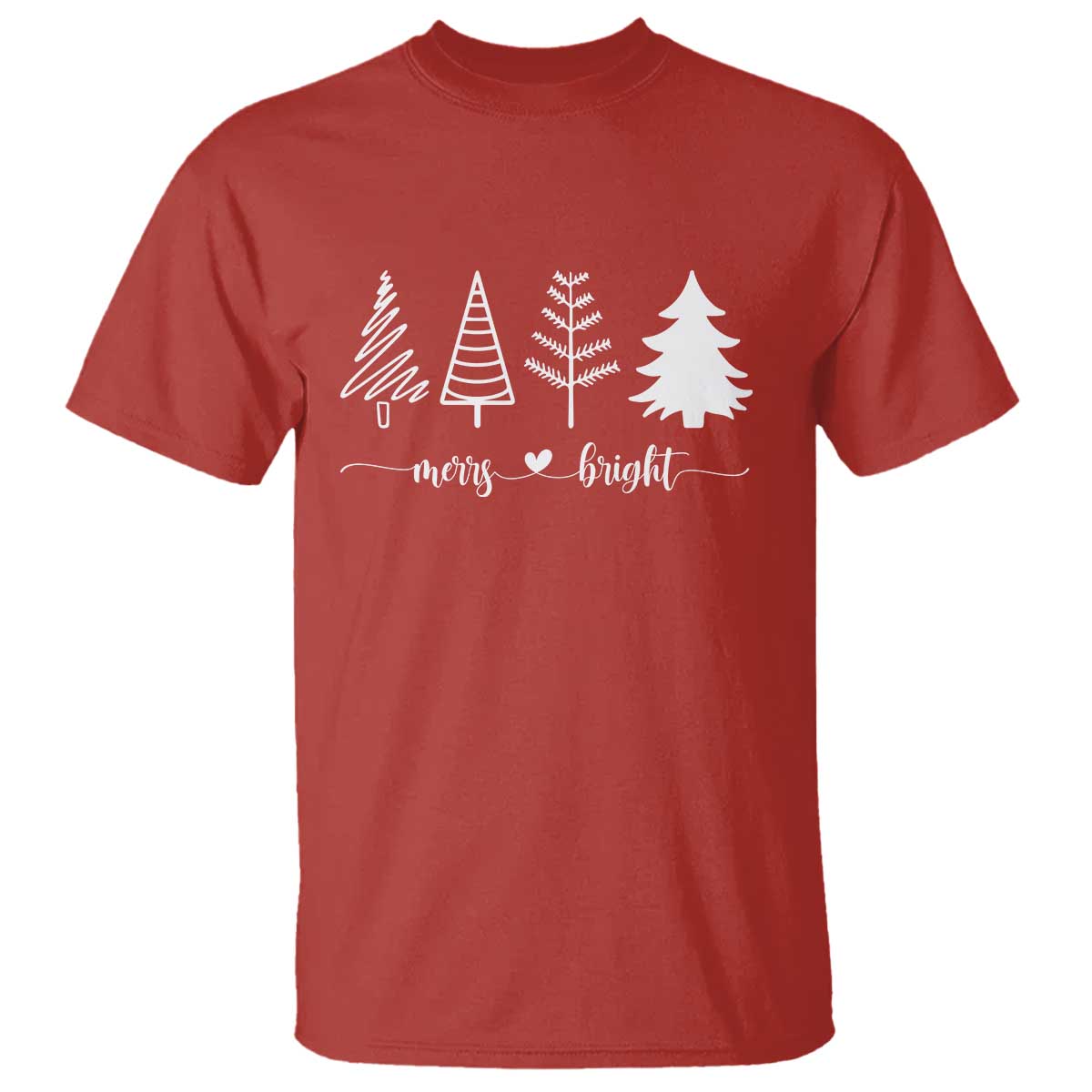 Merry and Bright Christmas Trees T Shirt Holiday Tee Xmas Gift TS10 Red Print Your Wear