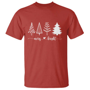 Merry and Bright Christmas Trees T Shirt Holiday Tee Xmas Gift TS10 Red Print Your Wear