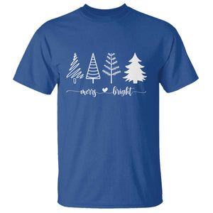 Merry and Bright Christmas Trees T Shirt Holiday Tee Xmas Gift TS10 Royal Blue Print Your Wear