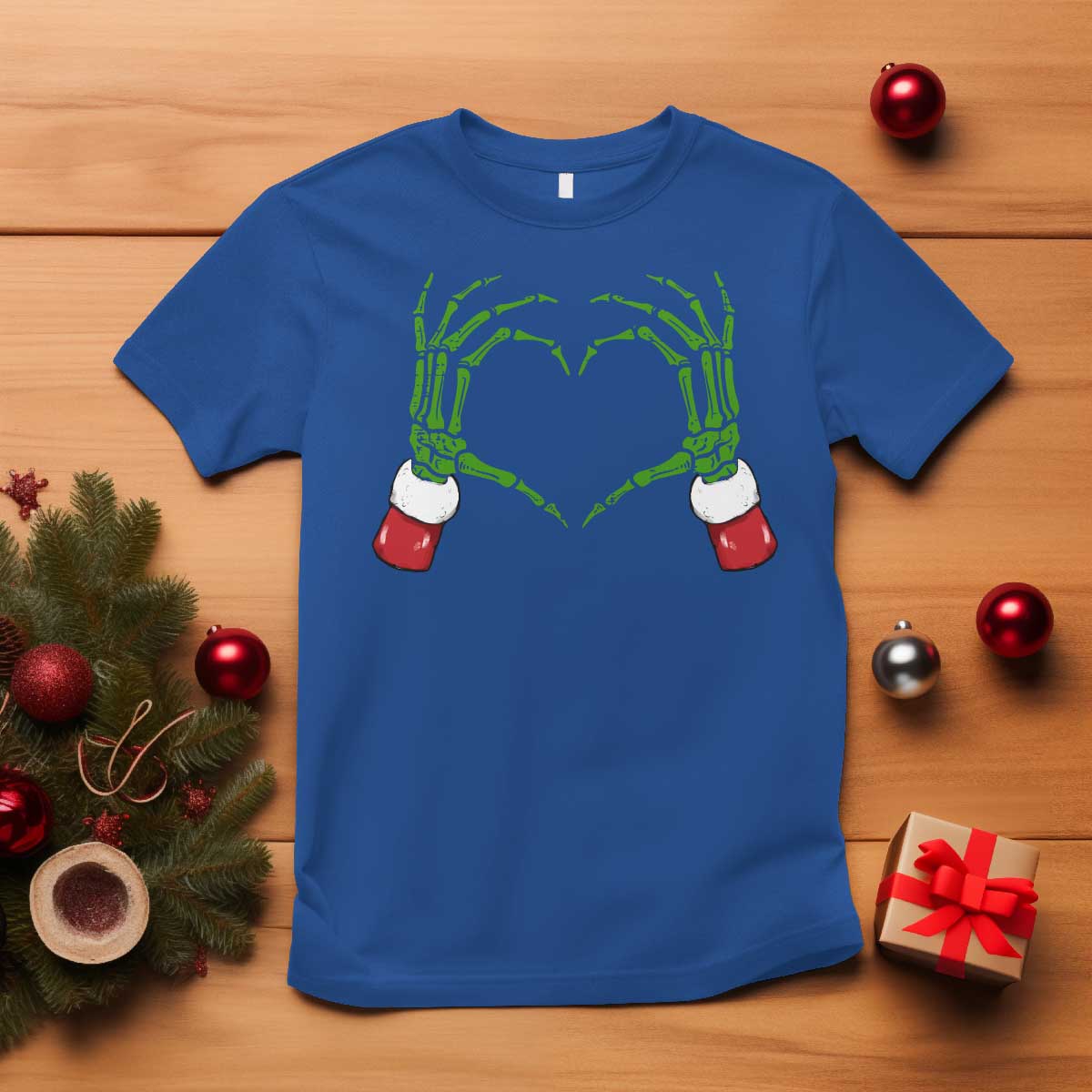 Christmas Skeleton Heart Hands T Shirt TS10 Royal Blue Print Your Wear