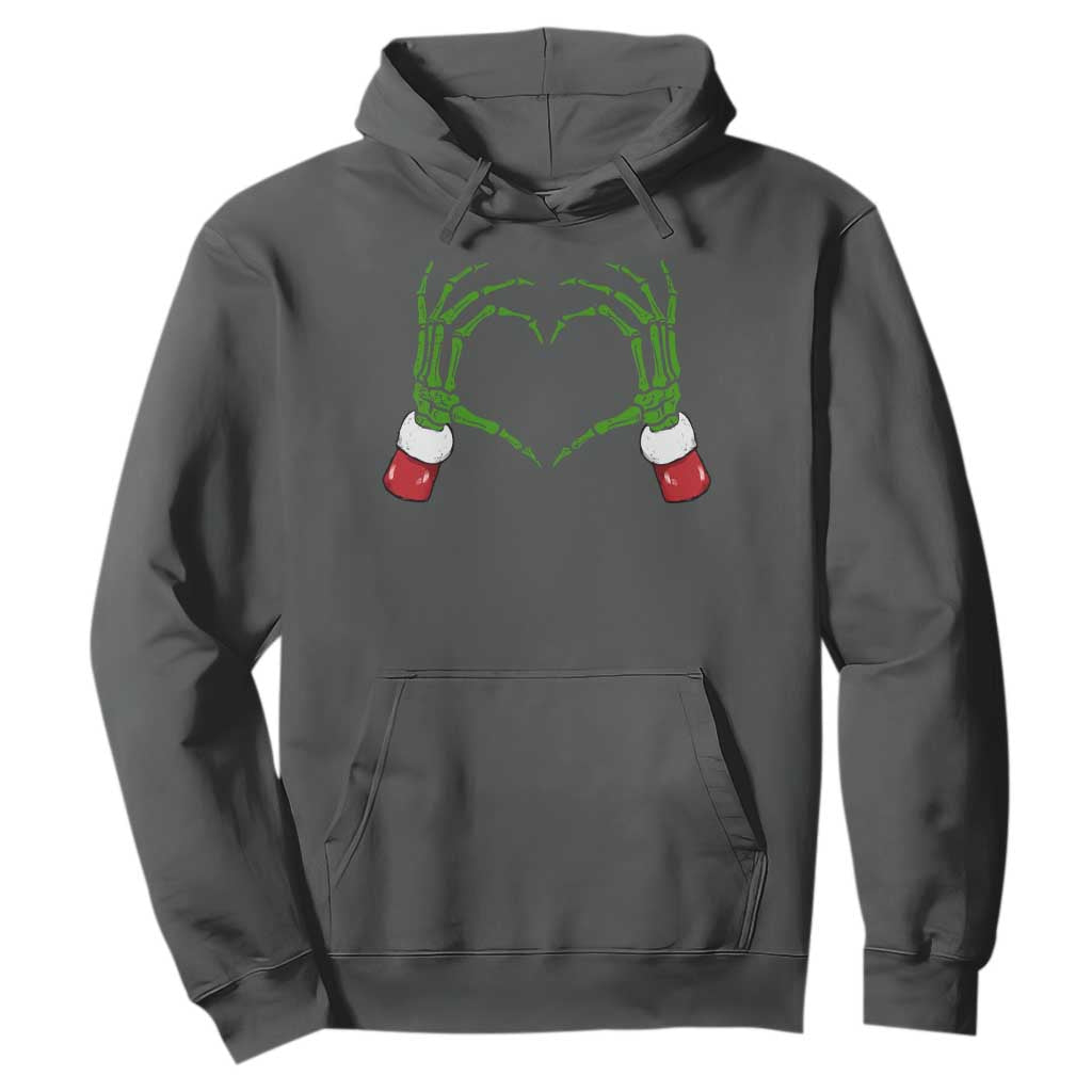 Christmas Skeleton Heart Hands Hoodie TS10 Dark Heather Print Your Wear