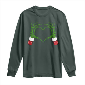 Christmas Skeleton Heart Hands Long Sleeve Shirt TS10 Dark Forest Green Print Your Wear