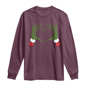 Christmas Skeleton Heart Hands Long Sleeve Shirt TS10 Maroon Print Your Wear