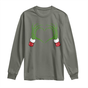 Christmas Skeleton Heart Hands Long Sleeve Shirt TS10 Military Green Print Your Wear