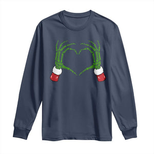 Christmas Skeleton Heart Hands Long Sleeve Shirt TS10 Navy Print Your Wear