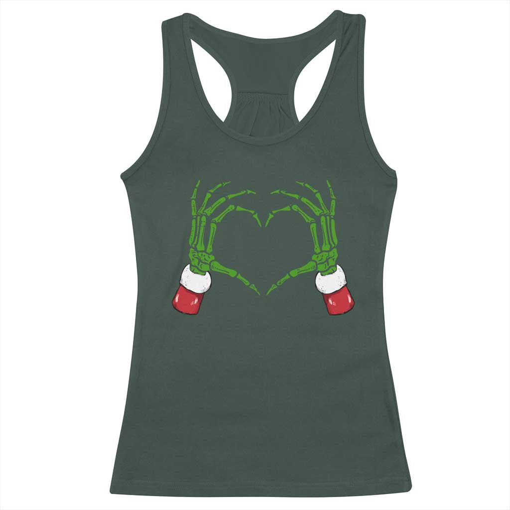 Christmas Skeleton Heart Hands Racerback Tank Top TS10 Dark Forest Green Print Your Wear