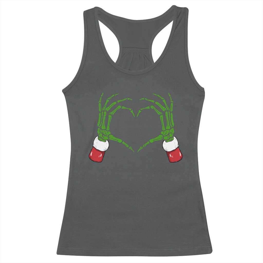 Christmas Skeleton Heart Hands Racerback Tank Top TS10 Dark Heather Print Your Wear