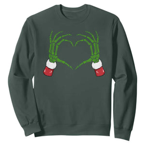 Christmas Skeleton Heart Hands Sweatshirt TS10 Dark Forest Green Print Your Wear