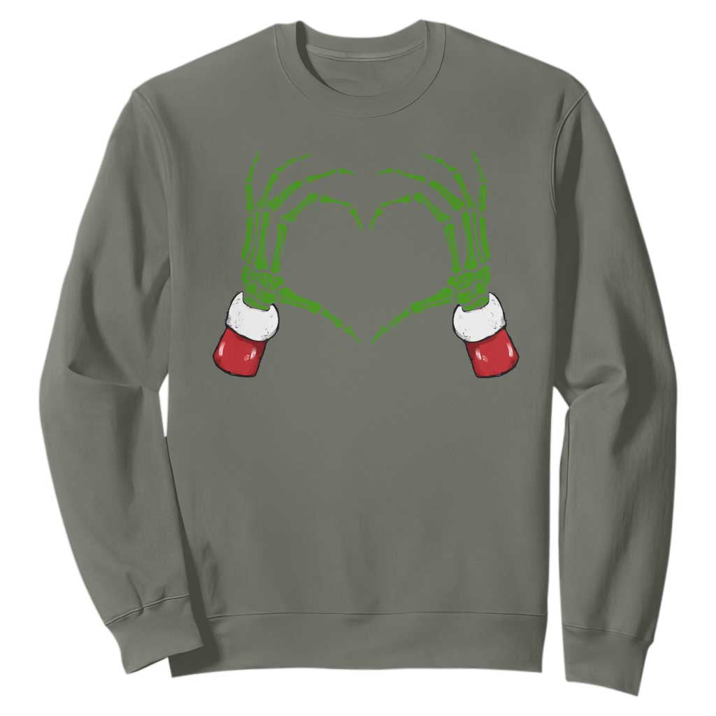 Christmas Skeleton Heart Hands Sweatshirt TS10 Military Green Print Your Wear