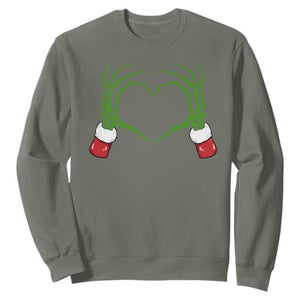 Christmas Skeleton Heart Hands Sweatshirt TS10 Military Green Print Your Wear