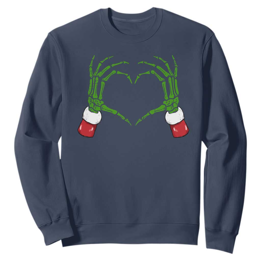 Christmas Skeleton Heart Hands Sweatshirt TS10 Navy Print Your Wear