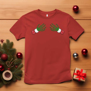 Funny Christmas T Shirt Women's Boob Skeleton Hand TS10 Red Print Your Wear