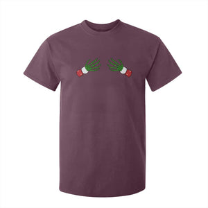 Funny Christmas T Shirt For Kid Women's Boob Skeleton Hand TS10 Maroon Print Your Wear