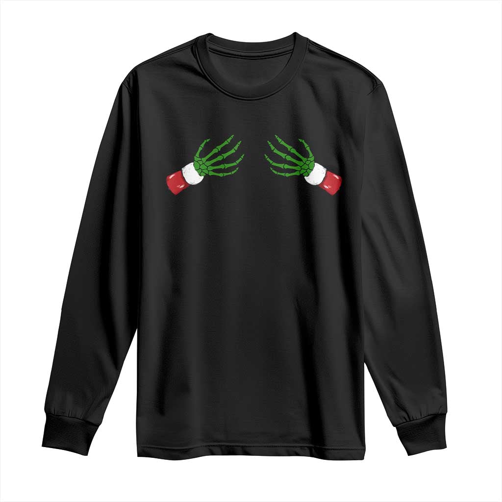 Funny Christmas Long Sleeve Shirt Women's Boob Skeleton Hand TS10 Black Print Your Wear