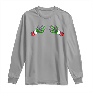 Funny Christmas Long Sleeve Shirt Women's Boob Skeleton Hand TS10 Sport Gray Print Your Wear