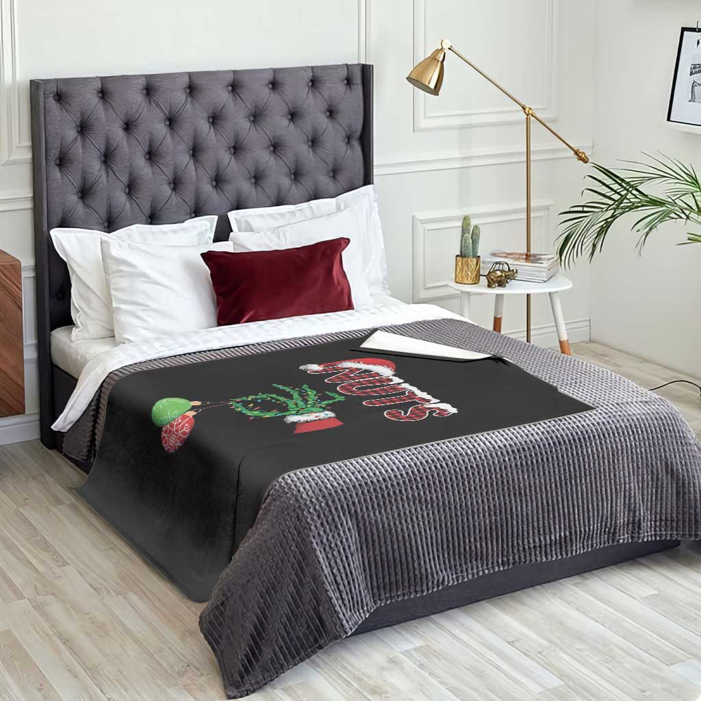 Funny Couples Christmas Throw Blanket Chest And Nuts Matching Holiday Skeleton Hand TS10 Print Your Wear