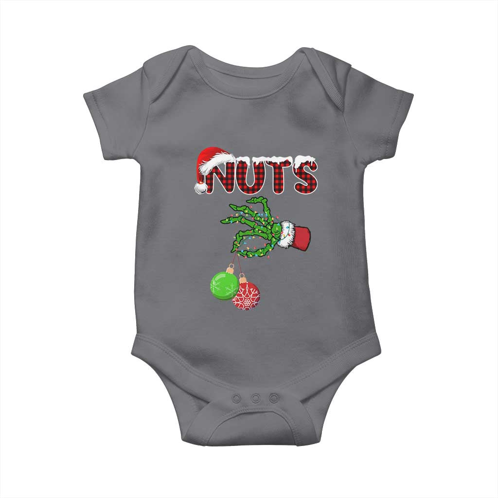 Funny Couples Christmas Baby Onesie Chest And Nuts Matching Holiday Skeleton Hand TS10 Charcoal Print Your Wear