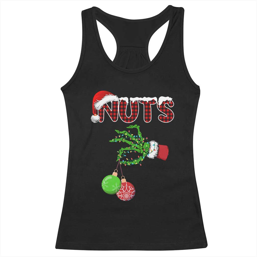 Funny Couples Christmas Racerback Tank Top Chest And Nuts Matching Holiday Skeleton Hand TS10 Black Print Your Wear