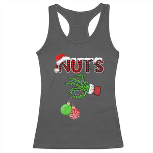 Funny Couples Christmas Racerback Tank Top Chest And Nuts Matching Holiday Skeleton Hand TS10 Dark Heather Print Your Wear