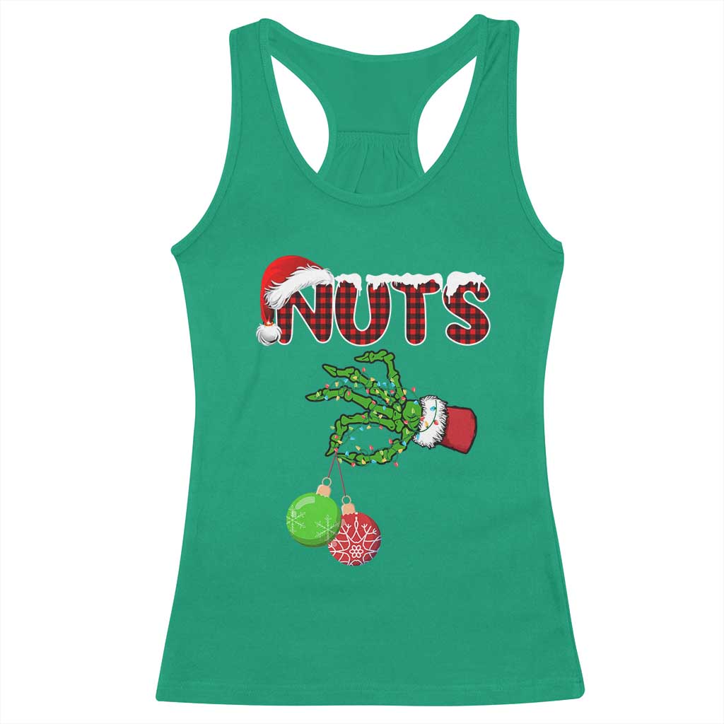 Funny Couples Christmas Racerback Tank Top Chest And Nuts Matching Holiday Skeleton Hand TS10 Irish Green Print Your Wear