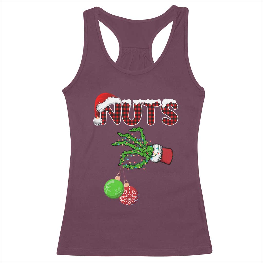 Funny Couples Christmas Racerback Tank Top Chest And Nuts Matching Holiday Skeleton Hand TS10 Maroon Print Your Wear