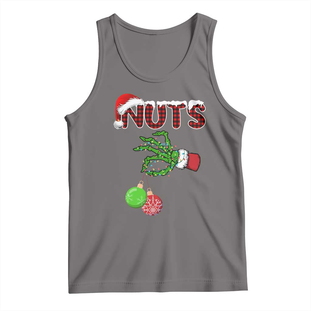 Funny Couples Christmas Tank Top Chest And Nuts Matching Holiday Skeleton Hand TS10 Deep Heather Print Your Wear