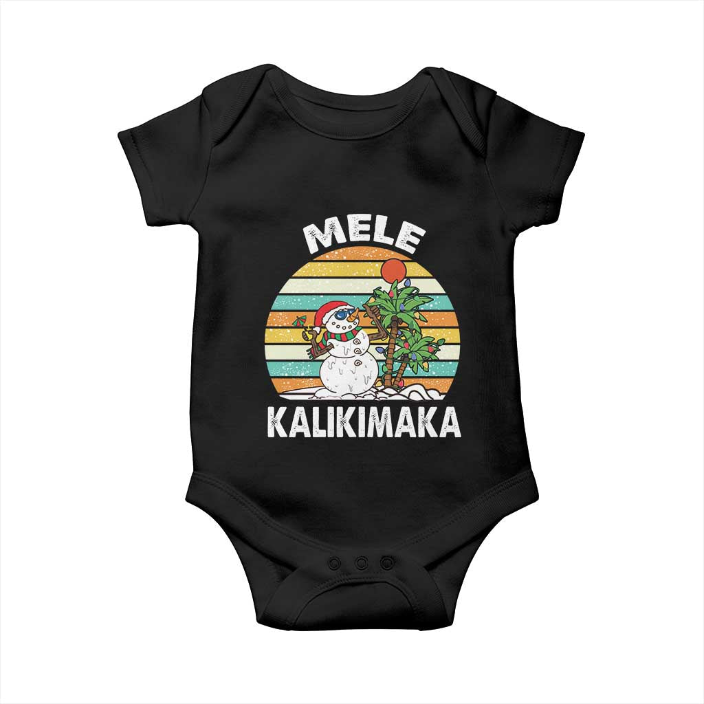 Vintage Cute Mele Kalikimaka Christmas Baby Onesie Funny Snowman Palm Tree Beach Tropical Xmas TS10 Black Print Your Wear