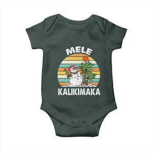 Vintage Cute Mele Kalikimaka Christmas Baby Onesie Funny Snowman Palm Tree Beach Tropical Xmas TS10 Dark Forest Green Print Your Wear