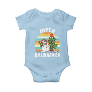 Vintage Cute Mele Kalikimaka Christmas Baby Onesie Funny Snowman Palm Tree Beach Tropical Xmas TS10 Light Blue Print Your Wear