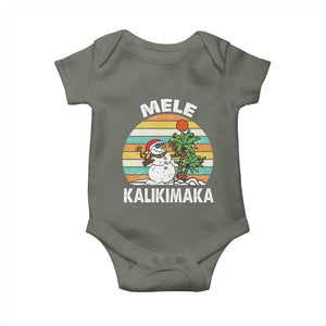 Vintage Cute Mele Kalikimaka Christmas Baby Onesie Funny Snowman Palm Tree Beach Tropical Xmas TS10 Military Green Print Your Wear