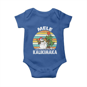 Vintage Cute Mele Kalikimaka Christmas Baby Onesie Funny Snowman Palm Tree Beach Tropical Xmas TS10 Royal Blue Print Your Wear