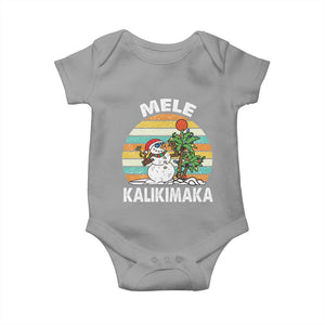 Vintage Cute Mele Kalikimaka Christmas Baby Onesie Funny Snowman Palm Tree Beach Tropical Xmas TS10 Sport Gray Print Your Wear