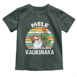 Vintage Cute Mele Kalikimaka Christmas Baby Shirt Funny Snowman Palm Tree Beach Tropical Xmas TS10 Dark Forest Green Print Your Wear