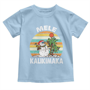 Vintage Cute Mele Kalikimaka Christmas Baby Shirt Funny Snowman Palm Tree Beach Tropical Xmas TS10 Light Blue Print Your Wear