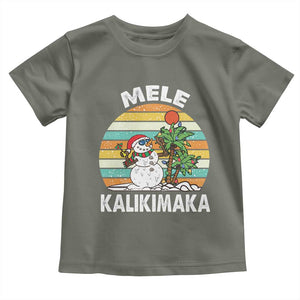 Vintage Cute Mele Kalikimaka Christmas Baby Shirt Funny Snowman Palm Tree Beach Tropical Xmas TS10 Military Green Print Your Wear