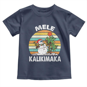 Vintage Cute Mele Kalikimaka Christmas Baby Shirt Funny Snowman Palm Tree Beach Tropical Xmas TS10 Navy Print Your Wear